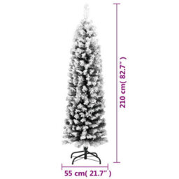 Walplus Slim Artificial Christmas Tree With Flocked Snow Green 210 Cm Pvc - thumbnail 7