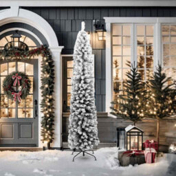Walplus Slim Artificial Christmas Tree With Flocked Snow Green 210 Cm Pvc - thumbnail 2