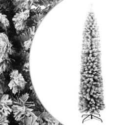 Walplus Slim Artificial Christmas Tree With Flocked Snow Green 210 Cm Pvc - thumbnail 1