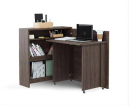 Arte Bed Concept Slim Oak Dunin Folding Desk 90Cm - Right-Hand Space-Saving Hidden Workspace - thumbnail 2