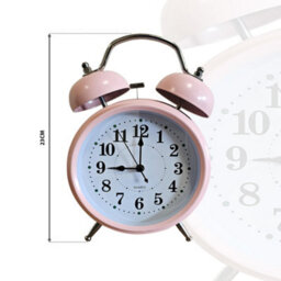 23Cm Vintage Twin Bell Retro Clock With Night Light Battery Operated Analogue Quartz Loud Alarm Clock For Bedroom - thumbnail 2
