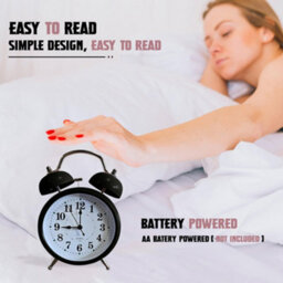 23Cm Vintage Twin Bell Retro Clock With Night Light Battery Operated Analogue Quartz Loud Alarm Clock For Bedroom - thumbnail 6
