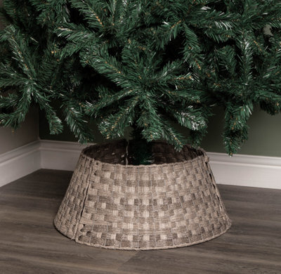 40Or58Cm Samuel Alexander Medium Kd Plastic Wicker Rattan Woven Christmas Tree Skirt In Grey - image 1