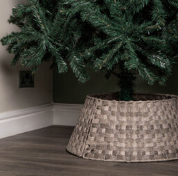 40Or58Cm Samuel Alexander Medium Kd Plastic Wicker Rattan Woven Christmas Tree Skirt In Grey - thumbnail 3