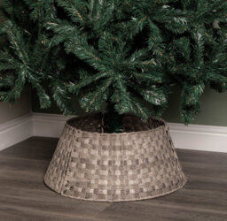 40Or58Cm Samuel Alexander Medium Kd Plastic Wicker Rattan Woven Christmas Tree Skirt In Grey - thumbnail 1