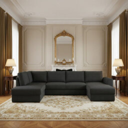 Wilma U Shaped Sofa Bed Has Hr Foam Storage And Wooden Legs 305X188Cm In Living Room Black Left