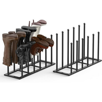 4 Pair Metal Welly Boot Stand Rack Indoor Outdoor Boots Storage Holder Organiser - image 1