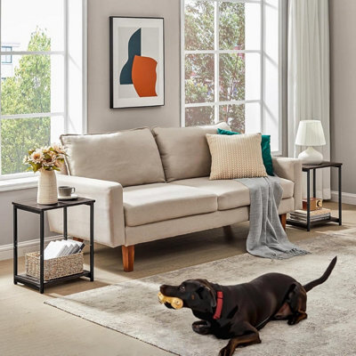 Songmics Double Side Set, Industrial Two-Level Tables For Living Areas, Chestnut Brown And Ink Black - image 1