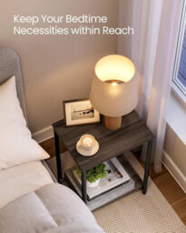 Songmics Double Side Set, Industrial Two-Level Tables For Living Areas, Chestnut Brown And Ink Black - thumbnail 3