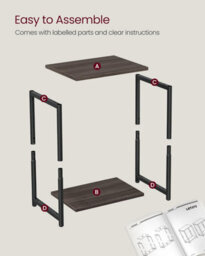 Songmics Double Side Set, Industrial Two-Level Tables For Living Areas, Chestnut Brown And Ink Black - thumbnail 4