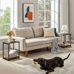 Songmics Double Side Set, Industrial Two-Level Tables For Living Areas, Chestnut Brown And Ink Black - thumbnail 1