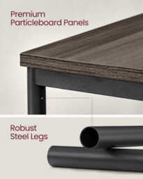 Songmics Double Side Set, Industrial Two-Level Tables For Living Areas, Chestnut Brown And Ink Black - thumbnail 6
