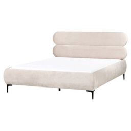 Beliani Bed Velvet Lessay 160 X 200 Cm (Eu King Size) Light Beige - thumbnail 1