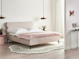 Beliani Bed Velvet Lessay 160 X 200 Cm (Eu King Size) Light Beige - thumbnail 2