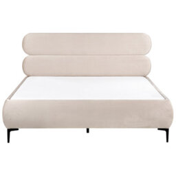 Beliani Bed Velvet Lessay 160 X 200 Cm (Eu King Size) Light Beige - thumbnail 4