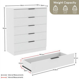 White 5 Drawer Chest Bedroom Furniture Storage Unit - thumbnail 2