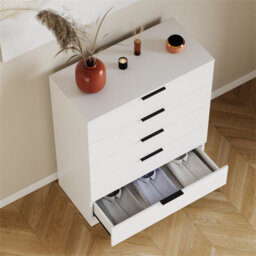 White 5 Drawer Chest Bedroom Furniture Storage Unit - thumbnail 3