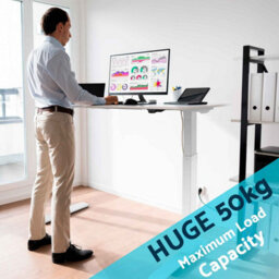 Dellonda White Electric Adjustable Office Standing Desk, Quiet & Fast 1200X600mm - thumbnail 5
