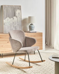 Beliani Rocking Chair Viken Fabric Taupe - thumbnail 2