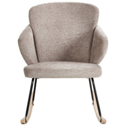 Beliani Rocking Chair Viken Fabric Taupe - thumbnail 4