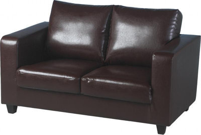Seconique Tempo Two Seater Sofa In Brown Faux Leather Contemporary And Minimalist - image 1