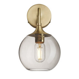 Industville Chelsea Glass Globe Wall Light - 7 Inch, Mocha Glass Globe - 7 Inch, Brass Wall Holder - thumbnail 2