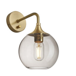 Industville Chelsea Glass Globe Wall Light - 7 Inch, Mocha Glass Globe - 7 Inch, Brass Wall Holder