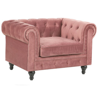 Beliani Armchair Chesterfield Velvet Pink - image 1
