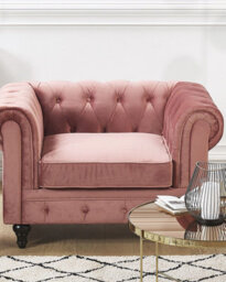 Beliani Armchair Chesterfield Velvet Pink - thumbnail 2