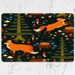Benjamin Tate Design Forest Foxes Collection Placemats And Coasters Set Wood Bottom Limited Edition Exclusive - thumbnail 2