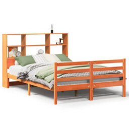Berkfield Bookcase Bed Without Mattress Wax Brown 120X200 Cm Solid Wood - thumbnail 2