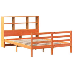 Berkfield Bookcase Bed Without Mattress Wax Brown 120X200 Cm Solid Wood - thumbnail 3