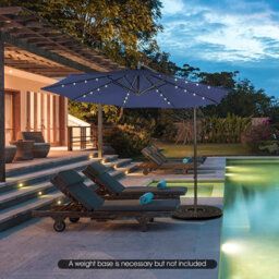 Costway 3 X 3M Cantilever Parasol Backyard Patio Offset Umbrella W/ 32 Solar-Powered Led Lights - thumbnail 4