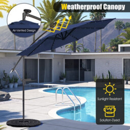 Costway 3 X 3M Cantilever Parasol Backyard Patio Offset Umbrella W/ 32 Solar-Powered Led Lights - thumbnail 5