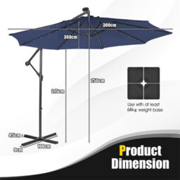 Costway 3 X 3M Cantilever Parasol Backyard Patio Offset Umbrella W/ 32 Solar-Powered Led Lights - thumbnail 2