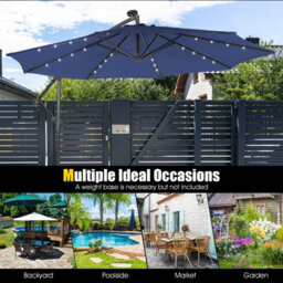 Costway 3 X 3M Cantilever Parasol Backyard Patio Offset Umbrella W/ 32 Solar-Powered Led Lights - thumbnail 9