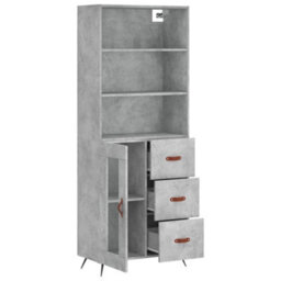 Berkfield Highboard Concrete Grey 69.5X34X180 Cm Engineered Wood - thumbnail 4