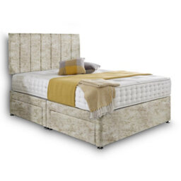 Dining Tables Oslo Matching Headboard Divan Set, 2 Drawer On Same Side With Sprung 1500 Comfort Mattress - Crushed Champagne - Double - thumbnail 4