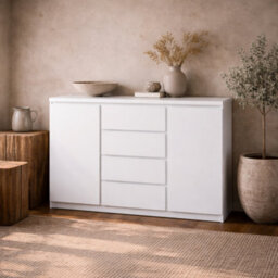Wyld Haus Hemingway White 2-Door 4-Drawer Gloss Sideboard - thumbnail 1
