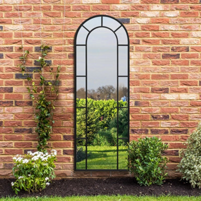 "Mirroroutlet - The Arcus - Black Framed Arched Leaner Garden Wall Mirror 67"" X 24"" (170 X 60 Cm)" - image 1