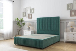 "Sloomy Kingsley Emerald Plush Divan Bed 2 Drawers Right Side-54"" Floor Standing Headboard 12""footboard 3' Single" - thumbnail 1