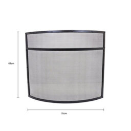 Charles Bentley Hornbeam Fireguard Iron Contemporary Curved Design Black Boarder Silver Mesh - thumbnail 9