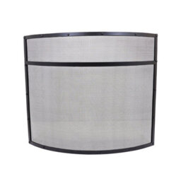 Charles Bentley Hornbeam Fireguard Iron Contemporary Curved Design Black Boarder Silver Mesh - thumbnail 4