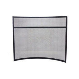 Charles Bentley Hornbeam Fireguard Iron Contemporary Curved Design Black Boarder Silver Mesh - thumbnail 5