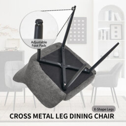 Sonara Modern Set Of 2 Dining Chairs With Plush Chenille, Curved Backrest And Metal Legs - thumbnail 6