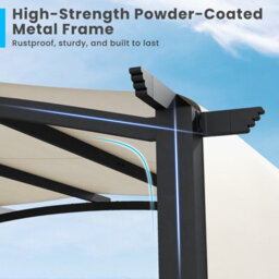 Costway 305 X 305 Cm Outdoor Pergola W/ Retractable Sunshade Canopy Arched Patio Garden Shelter - thumbnail 7