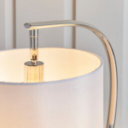Anson Lighting River Table Light Finished In Bright Nickel Plate And Vintage White Fabric - thumbnail 3