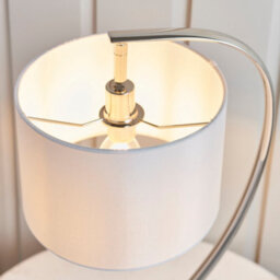 Anson Lighting River Table Light Finished In Bright Nickel Plate And Vintage White Fabric - thumbnail 7