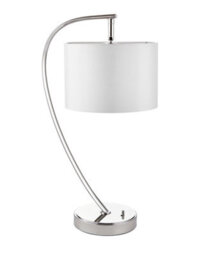 Anson Lighting River Table Light Finished In Bright Nickel Plate And Vintage White Fabric - thumbnail 2