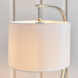 Anson Lighting River Table Light Finished In Bright Nickel Plate And Vintage White Fabric - thumbnail 5